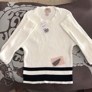 Forever 21 crop Top long sleeve ivory/black size L